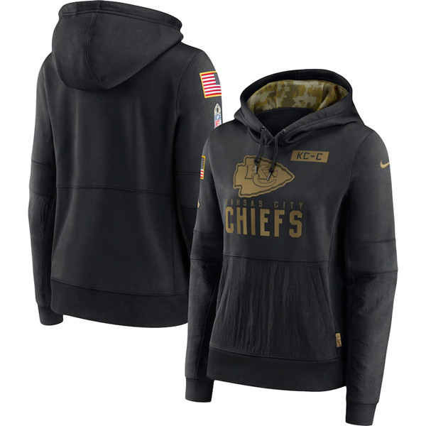 Women's Kansas City Chiefs Black NFL 2020 Salute To Service Sideline Performance Pullover Hoodie(Run Small) Women's Kansas City Chiefs Black NFL 2020 Salute To Service Sideline Performance Pullover Hoodie(Run Small)